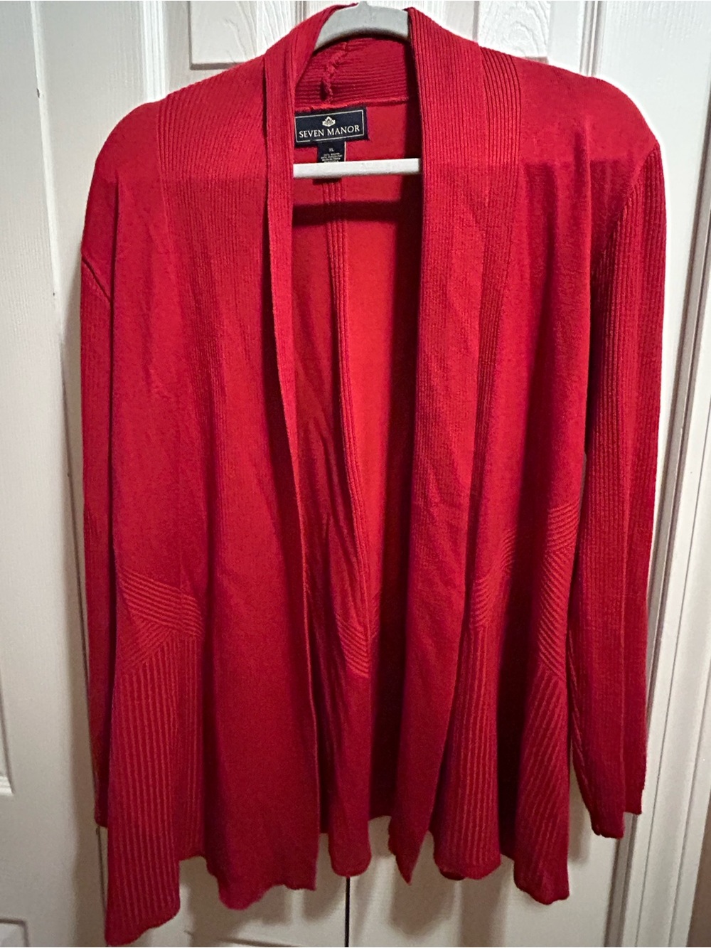 Seven Manor Open-Front Red Women's Cardigan Sweater